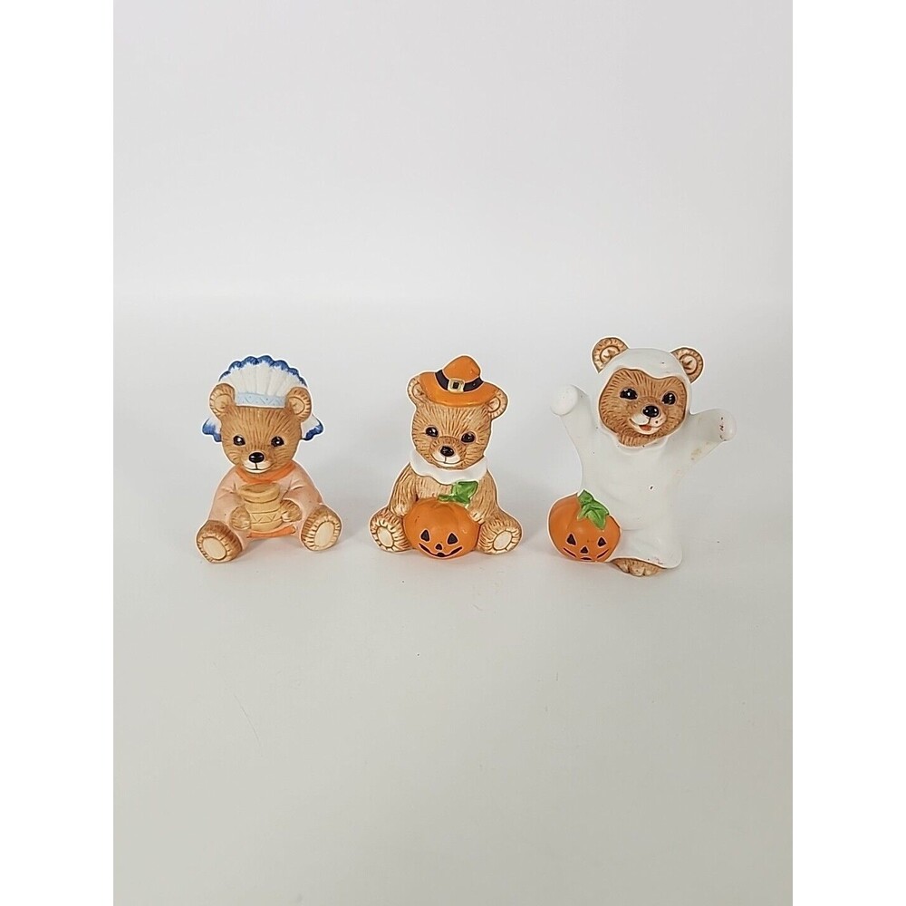 Vintage Homco Teddy Bear Fall Holiday Halloween Thanksgiving 5311 & 5312